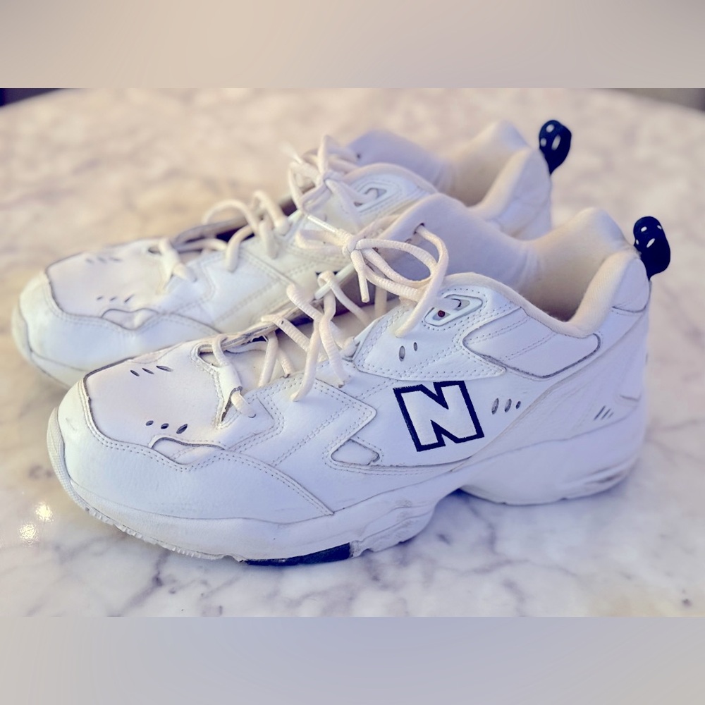 NEW BALANCE MENS 12 MX608 CROSS TRAINER 608 SNEAKERS WHITE AND NAVY